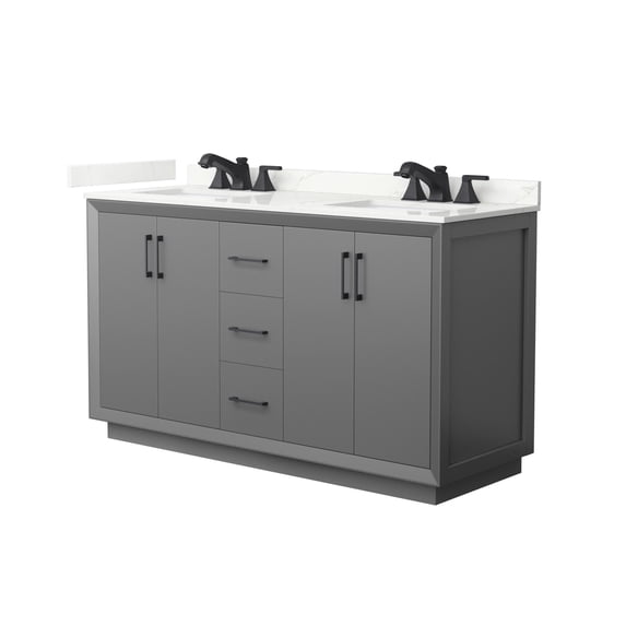 Wyndham Collection WCF414160DGBGTUS3MXX Strada 60" Free Standing Double Basin Vanity Set -