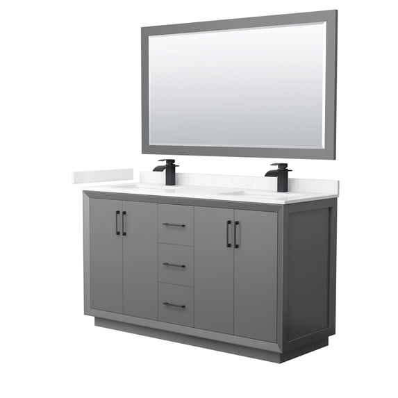 Wyndham Collection WCF414160DGBC2UNSM58 Strada 60" Free Standing Double Basin Vanity Set -