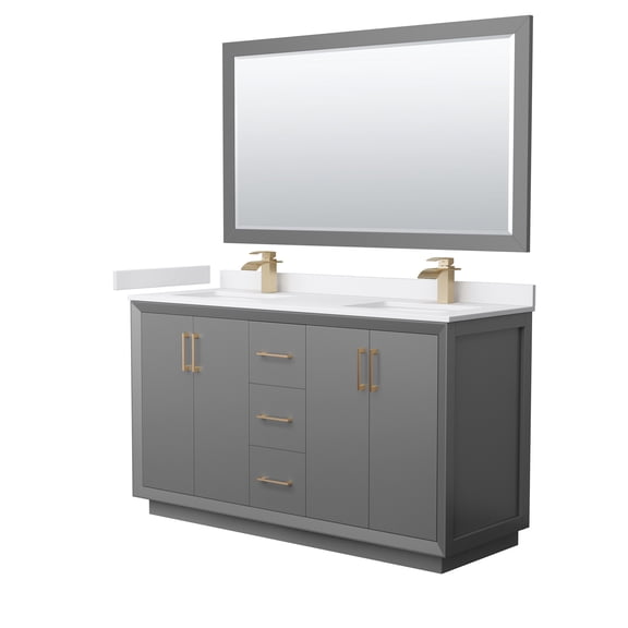 Wyndham Collection WCF414160DGZWCUNSM58 Strada 60" Free Standing Double Basin Vanity Set -