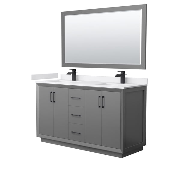 Wyndham Collection WCF414160DGBWCUNSM58 Strada 60" Free Standing Double Basin Vanity Set -