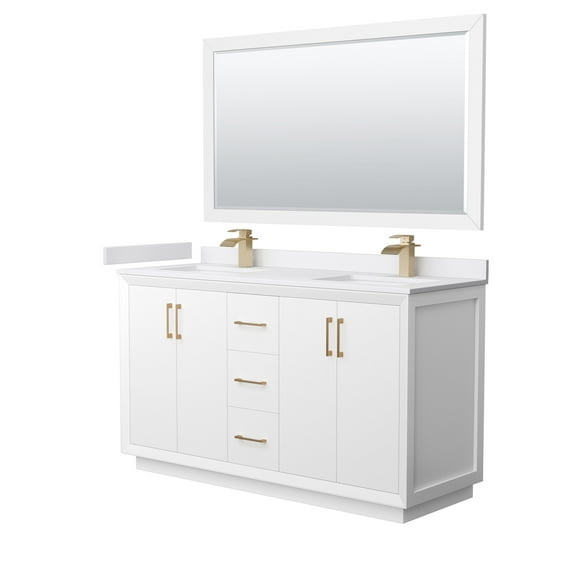 Wyndham Collection Wcf414160d-Vca-Unsm58 Strada 60" Free Standing Double Basin Vanity Set