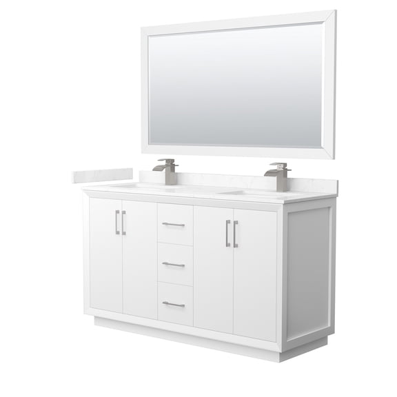 Wyndham Collection WCF414160DWHC2UNSM58 Strada 60" Free Standing Double Basin Vanity Set -