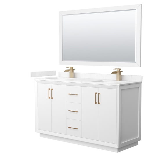 Wyndham Collection WCF414160DWZC2UNSM58 Strada 60" Free Standing Double Basin Vanity Set -