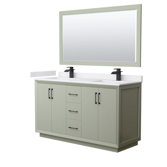 Wyndham Collection WCF414160DLBWCUNSM58 Strada 60" Free Standing Double Basin Vanity Set -