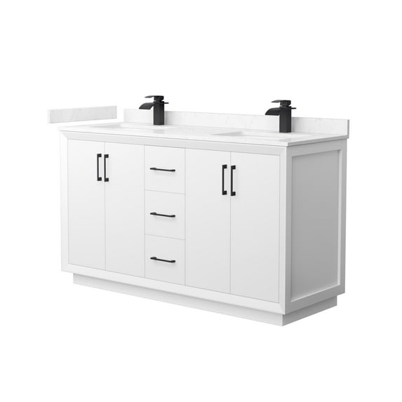 Wyndham Collection WCF414160DWBC2UNSMXX Strada 60" Free Standing Double Basin Vanity Set -