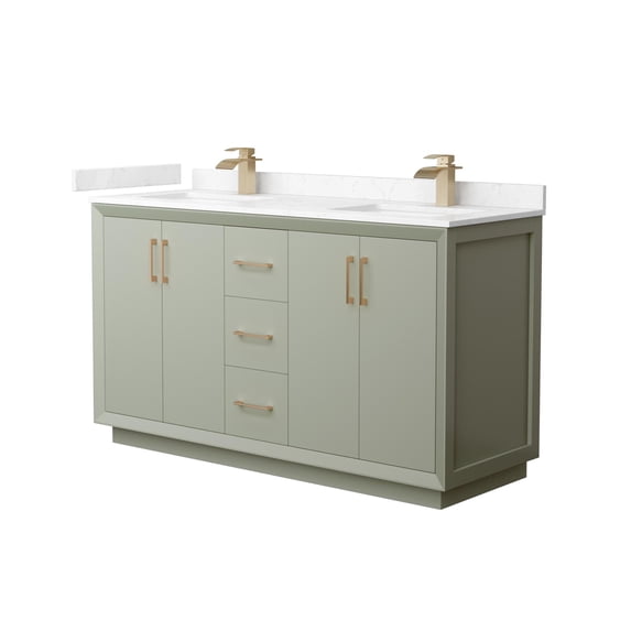 Wyndham Collection WCF414160DLZC2UNSMXX Strada 60" Free Standing Double Basin Vanity Set -