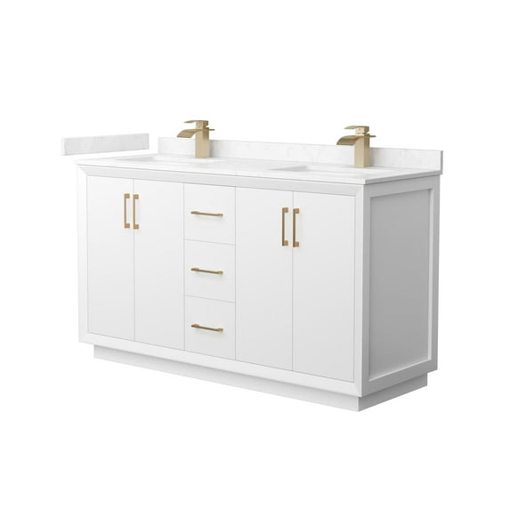 Wyndham Collection WCF414160DWZC2UNSMXX Strada 60" Free Standing Double Basin Vanity Set -