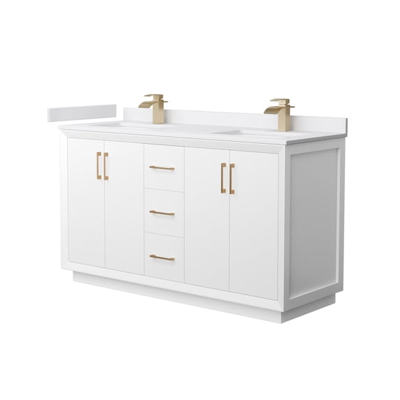 Wyndham Collection WCF414160DWZWCUNSMXX Strada 60" Free Standing Double Basin Vanity Set -