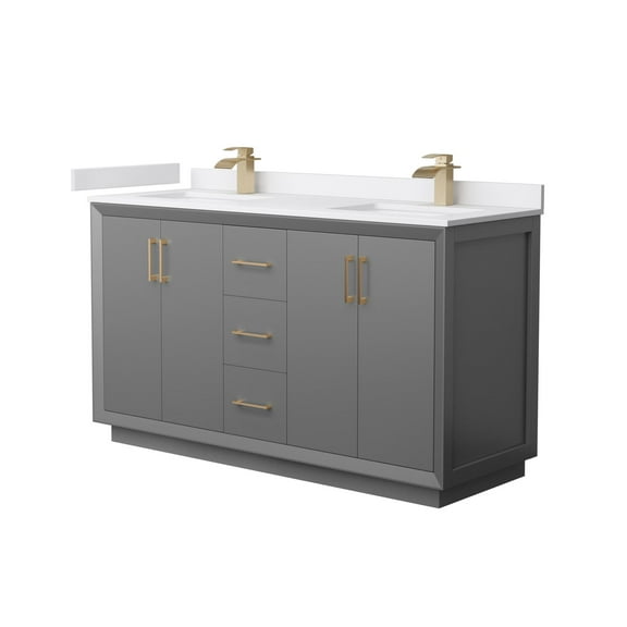 Wyndham Collection Wcf414160d-Vca-Unsmxx Strada 60" Free Standing Double Basin Vanity Set