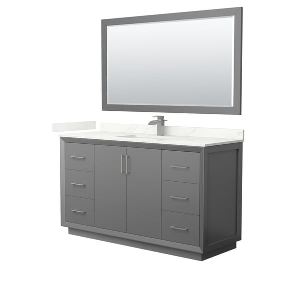 Wyndham Collection Wcf414160s-Qtz-Unsm58 Strada 60" Free Standing Single Basin Vanity Set