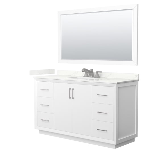 Wyndham Collection WCF414160SWHGTUS3M58 Strada 60" Free Standing Single Basin Vanity Set -