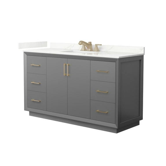 Wyndham Collection Wcf414160s-Qtz-Us3mxx Strada 60" Free Standing Single Basin Vanity Set