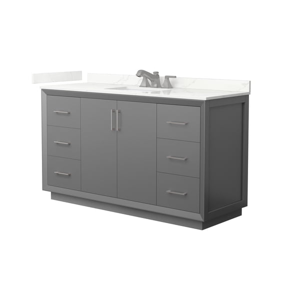 Wyndham Collection WCF414160SKGGTUS3MXX Strada 60" Free Standing Single Basin Vanity Set -