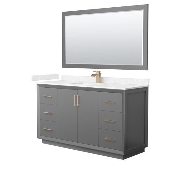 Wyndham Collection WCF414160SGZC2UNSM58 Strada 60" Free Standing Single Basin Vanity Set -