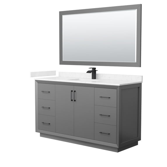 Wyndham Collection WCF414160SGBC2UNSM58 Strada 60" Free Standing Single Basin Vanity Set -
