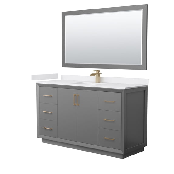Wyndham Collection WCF414160SGZWCUNSM58 Strada 60" Free Standing Single Basin Vanity Set -
