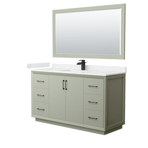 Wyndham Collection WCF414160SLBC2UNSM58 Strada 60" Free Standing Single Basin Vanity Set -