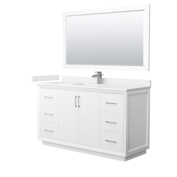Wyndham Collection WCF414160SWHC2UNSM58 Strada 60" Free Standing Single Basin Vanity Set -