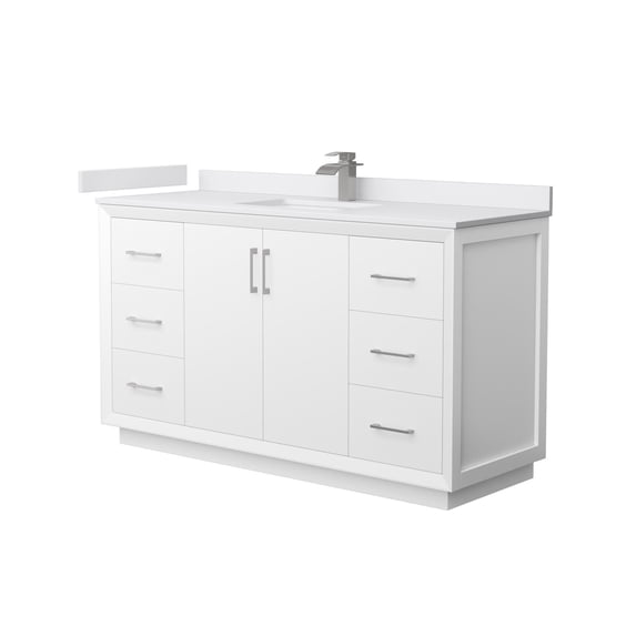 Wyndham Collection WCF414160SWHWCUNSMXX Strada 60" Free Standing Single Basin Vanity Set -