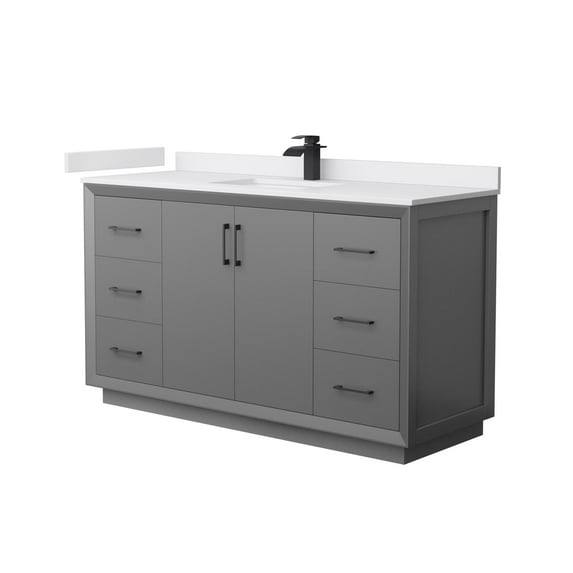 Wyndham Collection WCF414160SGBWCUNSMXX Strada 60" Free Standing Single Basin Vanity Set -