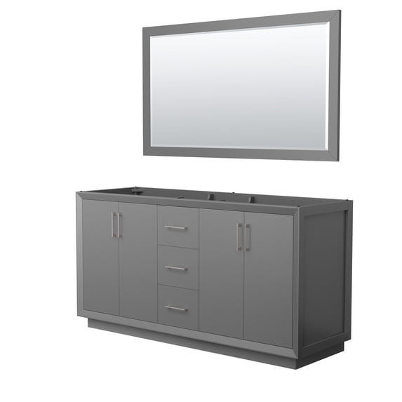 Wyndham Collection WCF414166DKGCXSXXM58 Strada 65" Double Free Standing Vanity Cabinet -