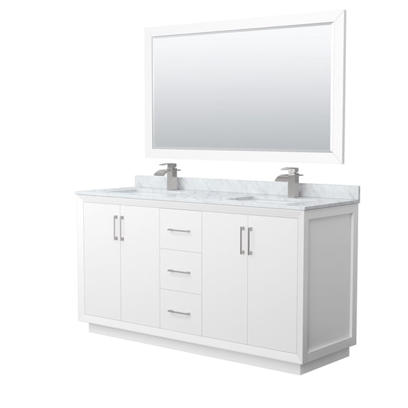 Wyndham Collection WCF414166DWHCMUNSM58 Strada 66" Free Standing Double Basin Vanity Set -