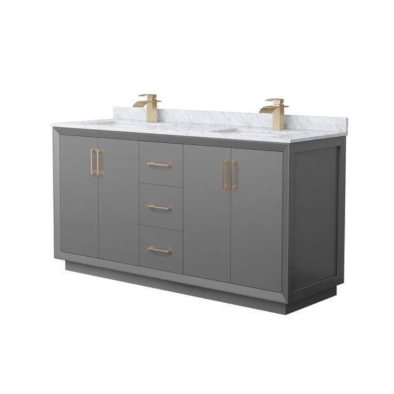 Wyndham Collection WCF414166DGZCMUNSMXX Strada 66" Free Standing Double Basin Vanity Set -