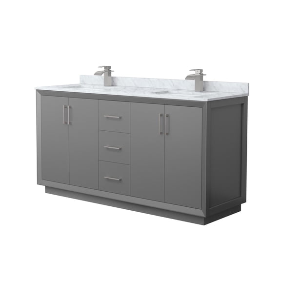 Wyndham Collection WCF414166DKGCMUNSMXX Strada 66" Free Standing Double Basin Vanity Set -