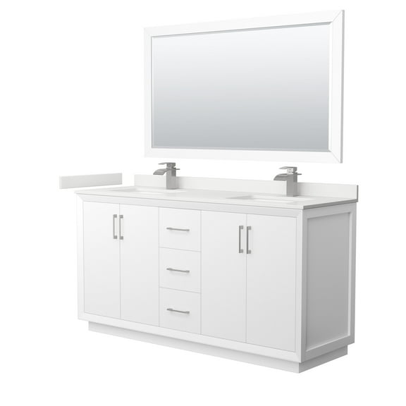 Wyndham Collection Wcf414166d-Qtz-Unsm58 Strada 66" Free Standing Double Basin Vanity Set