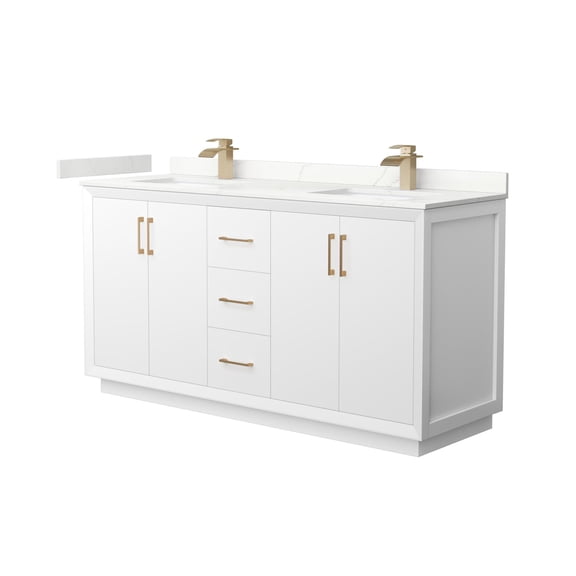 Wyndham Collection WCF414166DWZGTUNSMXX Strada 66" Free Standing Double Basin Vanity Set -
