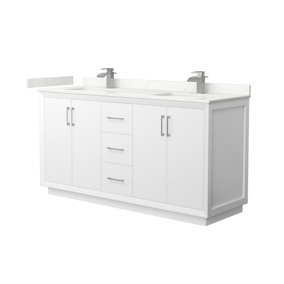 Wyndham Collection Wcf414166d-Qtz-Unsmxx Strada 66" Free Standing Double Basin Vanity Set