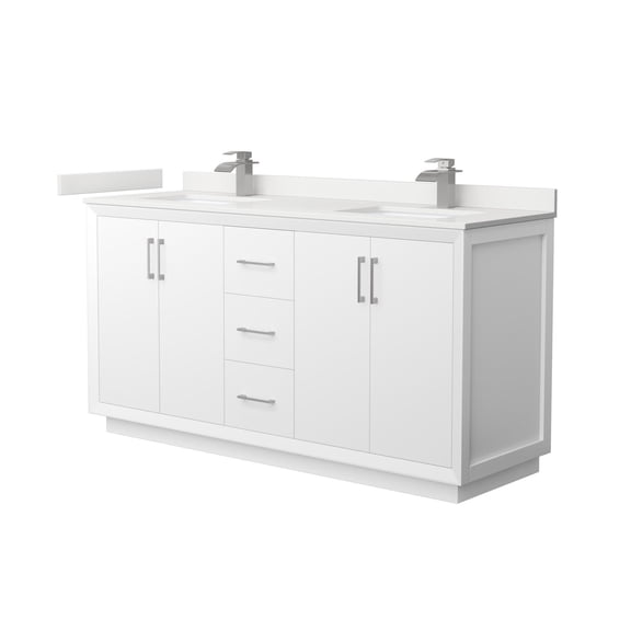 Wyndham Collection WCF414166DWHWQUNSMXX Strada 66" Free Standing Double Basin Vanity Set -