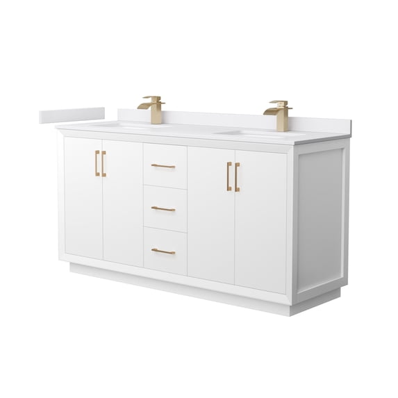 Wyndham Collection WCF414166DWZWCUNSMXX Strada 66" Free Standing Double Basin Vanity Set -