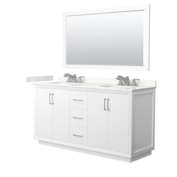 Wyndham Collection WCF414166DWHGTUS3M58 Strada 66" Free Standing Double Basin Vanity Set -
