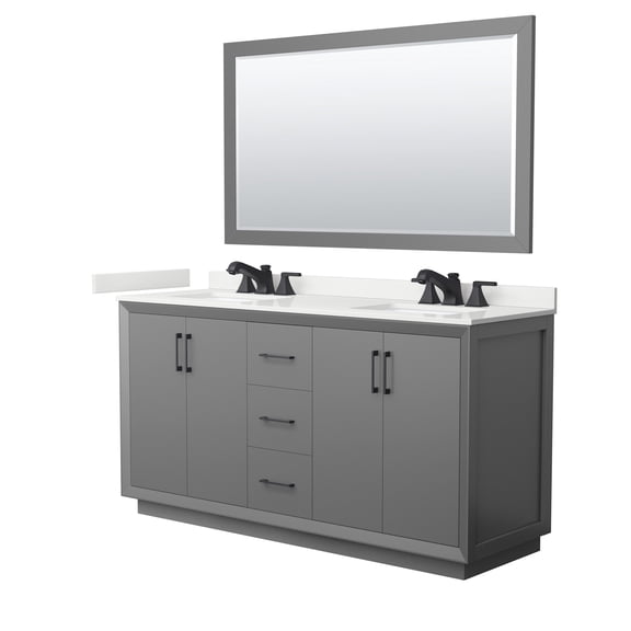Wyndham Collection WCF414166DGBWQUS3M58 Strada 66" Free Standing Double Basin Vanity Set -
