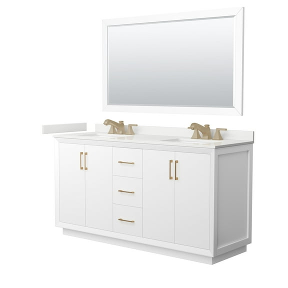 Wyndham Collection Wcf414166d-Qtz-Us3m58 Strada 66" Free Standing Double Basin Vanity Set