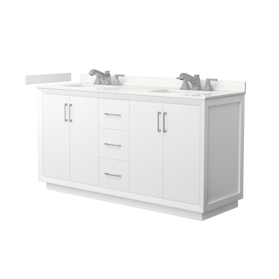 Wyndham Collection WCF414166DWHGTUS3MXX Strada 66" Free Standing Double Basin Vanity Set -