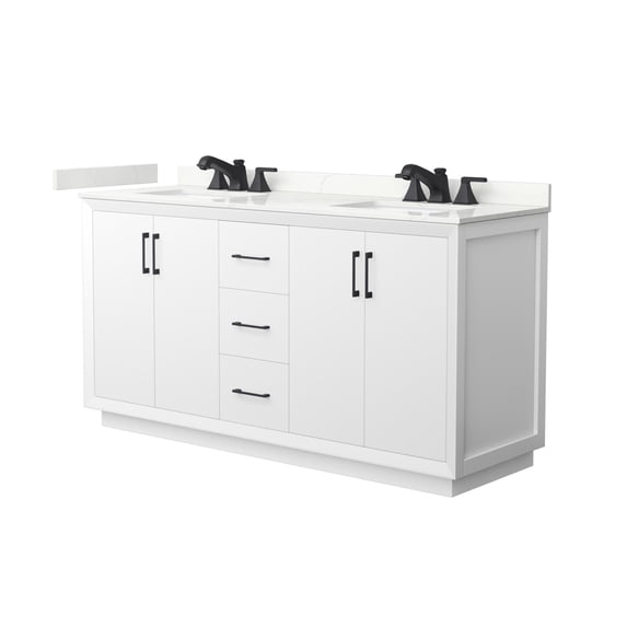 Wyndham Collection WCF414166DWBGTUS3MXX Strada 66" Free Standing Double Basin Vanity Set -