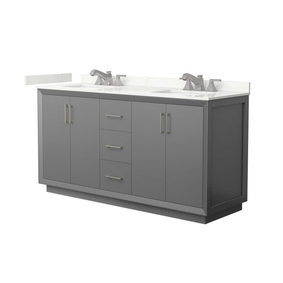 Wyndham Collection Wcf414166d-Qtz-Us3mxx Strada 66" Free Standing Double Basin Vanity Set