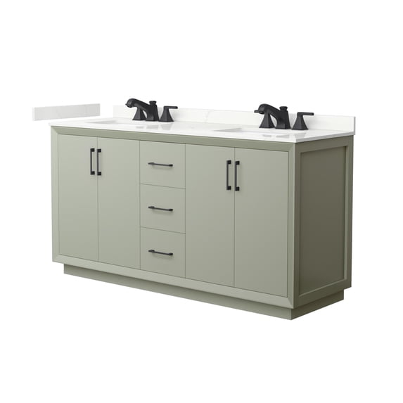 Wyndham Collection WCF414166DLBGTUS3MXX Strada 66" Free Standing Double Basin Vanity Set -