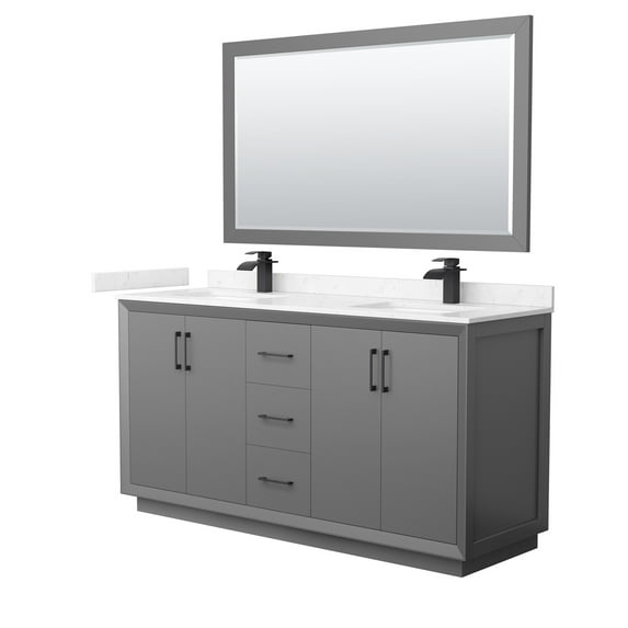 Wyndham Collection WCF414166DGBC2UNSM58 Strada 66" Free Standing Double Basin Vanity Set -