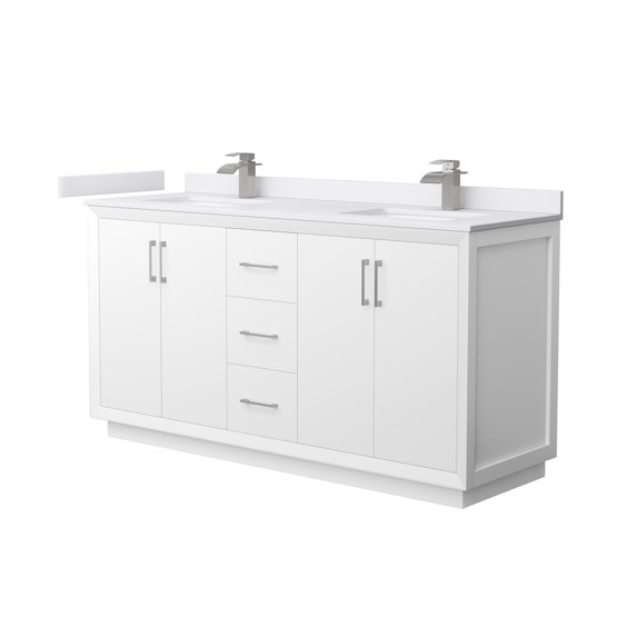 Wyndham Collection WCF414166DWHWCUNSMXX Strada 66" Free Standing Double Basin Vanity Set -