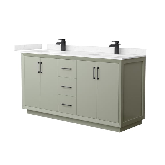 Wyndham Collection WCF414166DLBC2UNSMXX Strada 66" Free Standing Double Basin Vanity Set -