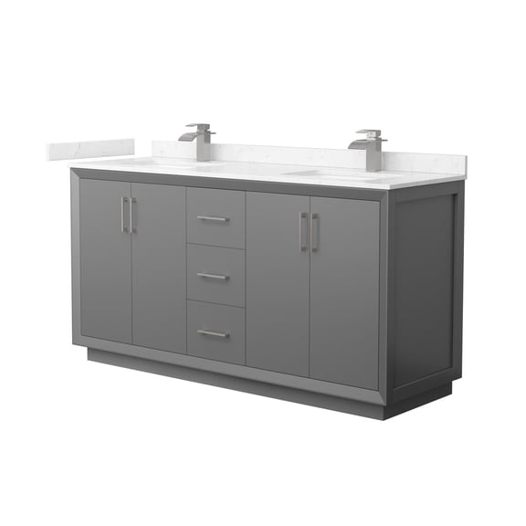 Wyndham Collection WCF414166DKGC2UNSMXX Strada 66" Free Standing Double Basin Vanity Set -