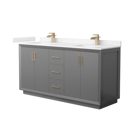 Wyndham Collection WCF414166DGZC2UNSMXX Strada 66" Free Standing Double Basin Vanity Set -