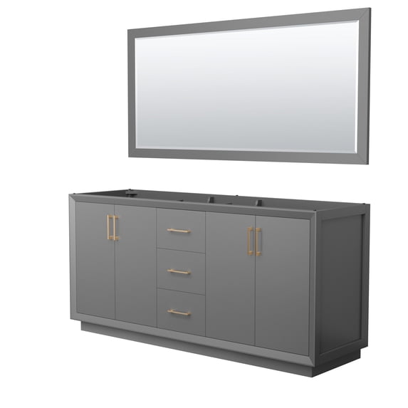 Wyndham Collection WCF414172DGZCXSXXM70 Strada 71" Double Free Standing Vanity Cabinet -