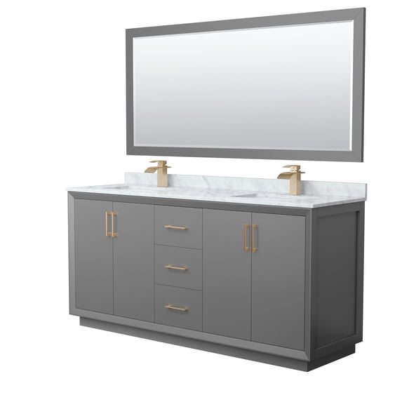 Wyndham Collection WCF414172DGZCMUNSM70 Strada 72" Free Standing Double Basin Vanity Set -