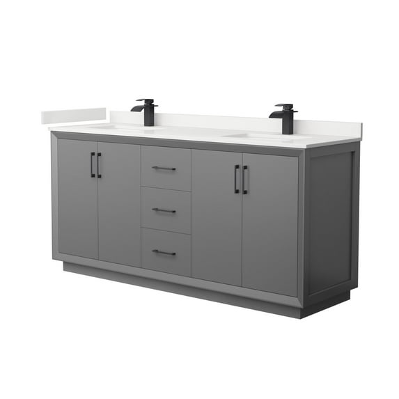 Wyndham Collection Wcf414172d-Qtz-Unsmxx Strada 72" Free Standing Double Basin Vanity Set