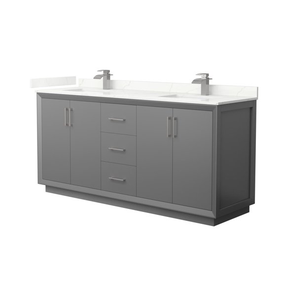 Wyndham Collection Wcf414172d-Qtz-Unsmxx Strada 72" Free Standing Double Basin Vanity Set