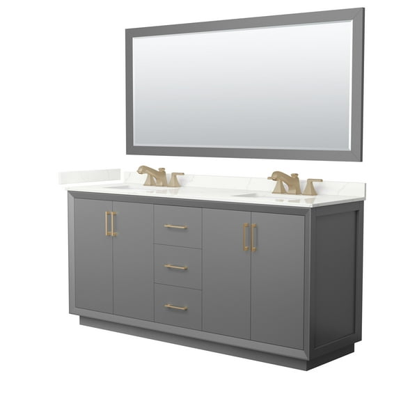 Wyndham Collection Wcf414172d-Qtz-Us3m70 Strada 72" Free Standing Double Basin Vanity Set